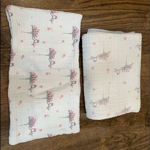 Aiden and Anais muslin blanket and pillowcase
